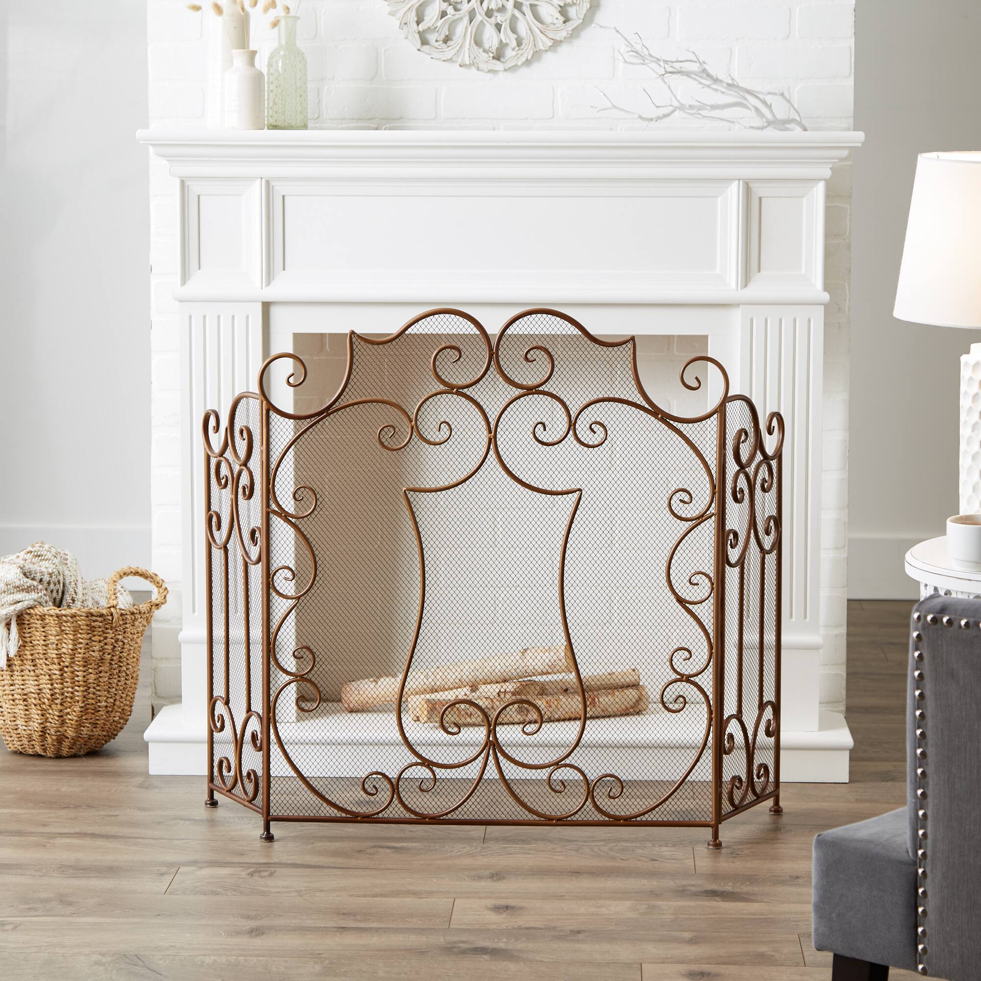27" x 11" x 32" Modern Scroll Fireplace Screen